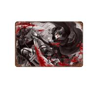 NRCKMIHRAE Attack on Titan Levi Ackerman Poster Wall Decor Art Metal Tin Poster Modern Home Decor Art Metal Poster Home Bar Shop Decorations Vintage Sign Gift 7.9"x11.8"