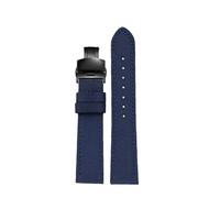 NRERDMT 18mm/19/20 /21/22/ 23 /24mm Nylon+Genuine Leather Watchband Compatible With Seiko SRPC31J1/Citizen Tissot All The Major Brands Mens Wrist(Blue Black,24mm)