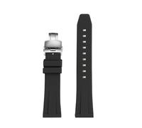 NRERDMT 19mm 20mm 21mm 22mm Quick-fit Silicone Watch Strap Compatible With TAG Heuer F1 Gulf Aquaracer Carrera Rolex Water Ghost Rubber Watchband(Black-silver B,21mm width)
