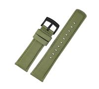 NRERDMT 20mm 21mm 22mm Woven Nylon Cowhide Bottom Watchband Strap Compatible With Tissot T116 Seiko No. 5 SSB373P1 Mido/Compatible With CASIO Male Bracelet(Military green BK,21mm)