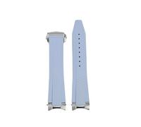 NRERDMT 21mm Fluorous Rubber Watchband Compatible With Longines Hydroconquest L3.781/L3.883.4 Conquest Sports Diving Watch Strap+Metal Interface(Light blue-silver)