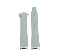 NRERDMT 21mm Fluorous Rubber Watchband Compatible With Longines Hydroconquest L3.781/L3.883.4 Conquest Sports Diving Watch Strap+Metal Interface(Light green-silver)
