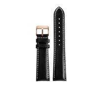 NRERDMT Calfskin Leather Watchband Soft Material Watch Band Wrist Strap 18mm 19mm 20mm 21mm 22mm 24mm With Stainless Steel Buckle(Noir,20mm)