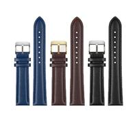 NRERDMT Calfskin Leather Watchband Soft Material Watch Band Wrist Strap 18mm 19mm 20mm 21mm 22mm 24mm With Stainless Steel Buckle(Silver Yellow,18mm)