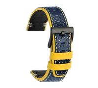 NRERDMT Cowhide Watchband Men's 22mm Compatible With Hamilton Breitling Compatible With Omega Mido/Citizen Leather Watch Strap Compatible With Each Watch(Blue yellow bk)