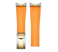 NRERDMT Metal Curved End Port Rubber Strap Compatible With Tudor Biwan Black Bay M79230R M79363N Series Watchband 20MM 21mm 22mm(Orange-silver gold,22mm-width)