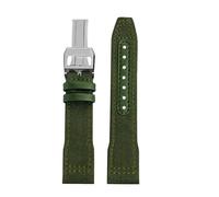 NRERDMT Nylon Lea-ther Watchband 20mm 21mm 22mm Compatible With IWC Le Petit Prince Big Pilot TOP IW3777 Black Sport Canvas Watch Strap(Green silver,21mm)