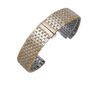 NRERDMT Precision Steel Butterfly Buckle Watch Chain Compatible With Longines La Grande Original L4 Watch Strap Women's Bracelet Ultra Thin Style(Silver gold,16mm)