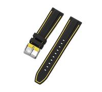 NRERDMT Silicone Strap 20mm 22mm 24mm 26mm Rubber Watch Band Compatible With Rolex Compatible With Seiko Bracelet Quick Release Waterproof Universal Wristband(Black-Yellow,20mm)
