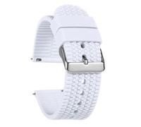 NRERDMT Silicone Watch Band 18mm 20mm 22mm 24mm Soft Rubber Strap Compatible With Seiko Compatible With Rolex Bracelet Quick Release Sport Replacement Wristband(White,20mm,Silver buckle)