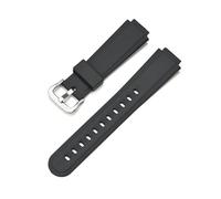 NRERDMT TPU Resin Strap Compatible With Casio AW-90H Electronic Watch Band Black Rubber Special Interface Bracelet Steel Pin Buckle Accessories(Black silver)
