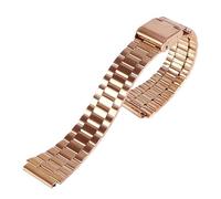NRERDMT Vintage Metal Watch Strap Compatible With Casio SGW400 F91W F84 F105/108/A158/168 AE1200/1300 18mm Stainless Steel Wristband(Type1 rose gold)