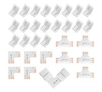 Nretluo Led Strip Light Connectors 4 Pin, 10 Pcs Led Connectors, LEDs Strip Connectors 4 Pin with 20 Pcs Connector Clips, 5 T Shape + 5 L Shape for SMD 5050 3528 RGB [Energy Class A]