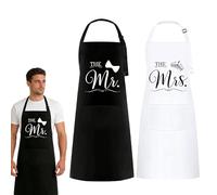Nretluo Mr and Mrs Aprons, 2 Pcs Unisex Wedding Gifts, Wedding Aprons Mr and Mrs, Anniversary Valentine's Day Wedding Christmas New Year Couples Gift (Black, White)