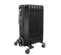 NRG 1.5KW Black 7 Fin Oil Filled Radiator Portable Electric Heater