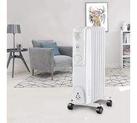 NRG 1.5KW Oil Filled Radiator 7 Fins Portable Electric Heater White