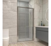 NRG 1000 x 1900mm Bathroom Bi- Fold Shower Door for Wet Room Shower Enclosures Chrome Framed Space Saving