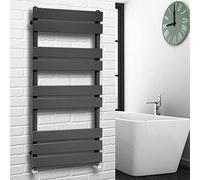 NRG 1000 x 450 mm Anthracite Bathroom Flat Panel Heated Towel Rail Ladder Radiator Central Heating Towel Warmer + One Pair of Free Angle Valves