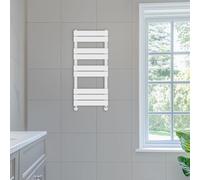 NRG 1000 x 450 mm Designer Flat Panel Heated Towel Rail Radiators Gloss White Bathroom Radiator