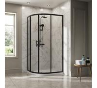 NRG 1000 x 800mm Matte Black Framed Offset Quadrant Shower Enclosure Sliding Door for Wet Room Cubicle Enclosures