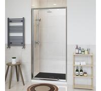 NRG 1000mm Bathroom Shower Enclosures Pivot Door Chrome Framed with 1000x700mm SMC Rectangle Shower Tray Black