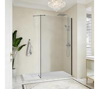 NRG 1000mm Clear Glass Wet Room Shower Screen Panel 8mm Easy Clean Glass with 300mm Return Panel and 1500x700mm White Rectangle SMC Tray