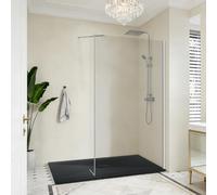 NRG 1000mm Walk in Shower Enclosure Wet Room Shower Screen Panel 8mm Easy Clean Glass with 300mm Return Panel and 1500x1000mm Black Rectangle SMC Tray