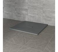 NRG 1000x1000mm SMC Square Shower Tray Anthracite with Fast Flow Waste for Bathroom Enclosures