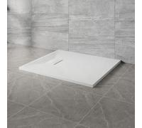 NRG 1000x800mm SMC Rectangle Shower Tray White with Fast Flow Waste for Bathroom Enclosures