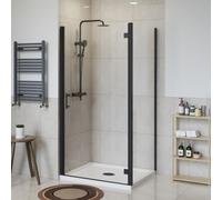 NRG 1000x900mm Hinged Shower Enclosure Black Framed Cubicle Screen Door