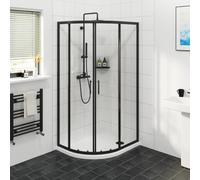 NRG 1000x900mm Matte Black Framed Quadrant Shower Enclosure Sliding Door | 6mm Easy Clean Glass, Space Saving, Waterproof, Easy to install, Wet Room, Cubicle, Bathroom