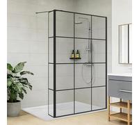 NRG 1100x1950mm Grid Walk in Shower Enclosure 8mm Easy Clean Glass Wetroom Screen Panel Door with 1700x1000mm SMC White Rectangle Shower Tray +215mm Return Panel