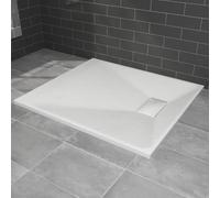 NRG 1100x900mm White Shower Base Non-Slip SMC Rectangle Shower Tray with Fast Flow Waste for Bathroom Enclosures
