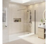 NRG 1200 x 1950mm Matte Black Framed Wetroom Screen Panel