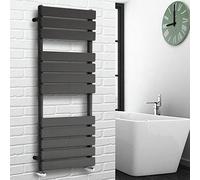 NRG 1200 x 450 mm Anthracite Bathroom Flat Panel Heated Towel Rail Ladder Radiator Central Heating Towel Warmer + One Pair of Free Angle Valves