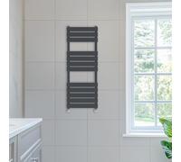 NRG 1200 x 450mm Designer Flat Panel Heated Towel Rail Radiator Bathroom Central Heating Rad Ladders Black