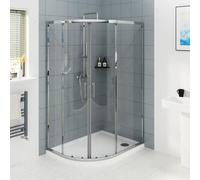 NRG 1200 x 900mm Offset Quadrant Shower Enclosure, 6mm Glass, Chrome Framed | 1900mm Height, 6mm Easy Clean Glass, Double Sliding Doors, 530mm Entry, 20mm Wall Adjustment, No Tray