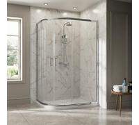 NRG 1200x900mm Chrome Framed Offset Quadrant Shower Enclosure Sliding Door | Shower Cubicle Enclosures, Safety Tempered Glass, Space Saving, Wet Room, Easy to install, Bathroom