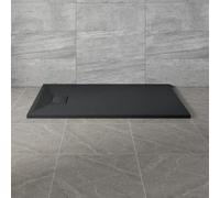 NRG 1300x800mm SMC Rectangle Shower Tray Black with Fast Flow Waste for Bathroom Enclosures