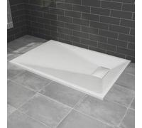 NRG 1300x800mm White Shower Base Non-Slip SMC Rectangle Shower Tray with Fast Flow Waste for Bathroom Enclosures
