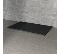 NRG 1400x1000mm Black Shower Base Non-Slip SMC Rectangle Shower Tray with Fast Flow Waste for Bathroom Enclosures