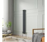 NRG 1500 x 200mm Traditional Anthracite Vertical Cast Iron Style Radiator Double Panel