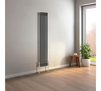 NRG 1500 x 290mm Anthracite Vertical Traditional Column Cast Iron Style Radiator Central Heating Radiator Perfect for Bathrooms, Kitchen, Living Room Double Panel