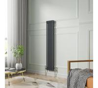 NRG 1500 x 290mm Traditional Anthracite Vertical Cast Iron Style Radiator Double Panel