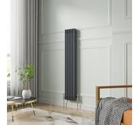 NRG 1500 x 290mm Traditional Anthracite Vertical Cast Iron Style Radiator Triple Panel