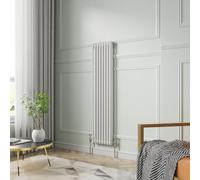 NRG 1500 x 380 mm Gloss White Vertical Cast Iron Radiator Double Panel