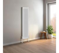 NRG 1500 x 380 mm Gloss White Vertical Traditional Column Cast Iron Style Radiator Central Heating Radiator Perfect for Bathrooms, Kitchen, Living Room Triple Panel