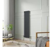 NRG 1500 x 380mm Anthracite Vertical Cast Iron Radiator Double Panel