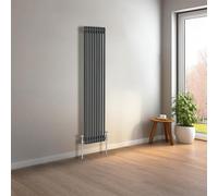 NRG 1500 x 380mm Anthracite Vertical Traditional Column Cast Iron Style Radiator Central Heating Radiator Perfect for Bathrooms, Kitchen, Living Room Double Panel