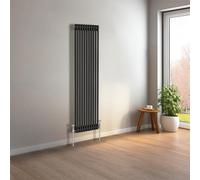 NRG 1500 x 470mm Black Vertical Traditional Column Cast Iron Style Radiator Central Heating Radiator Perfect for Bathrooms, Kitchen, Living Room Double Panel
